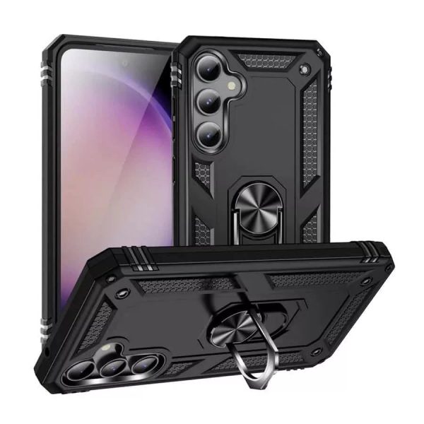 Samsung Galaxy S23 FE Hybrid Dual-Layer Armour Magnetic Ring Stand Case – Black